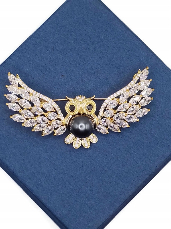 Luxusní Brož Sovou, Přívěsek 14K Gp Dárek Krabička