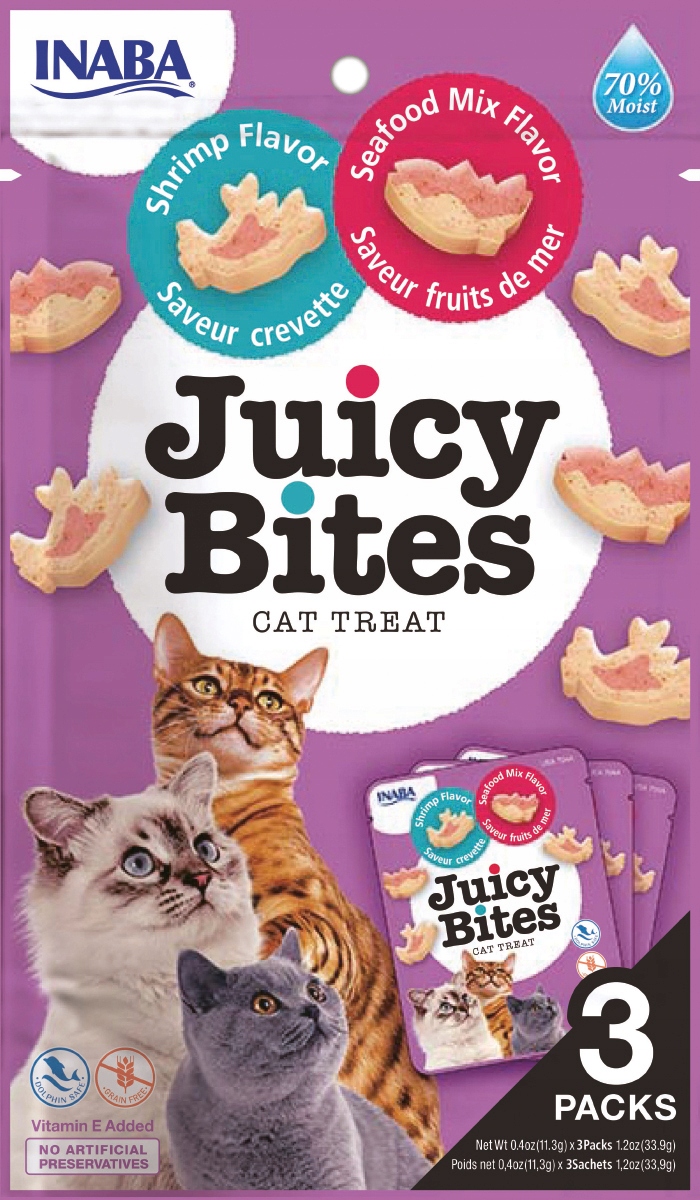 Inaba Pamlsek Pro Kočky Cat Juicy Bites Krevety/mořské Plody 3x11,3g