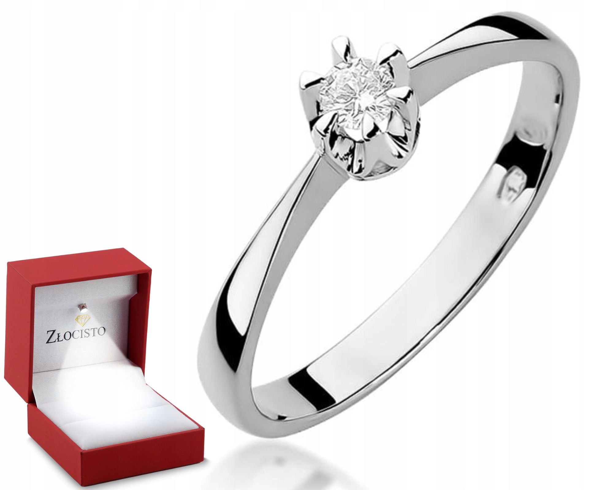 Bílé Zlato Zlatý Prstýnek Diamant Gravírování Bonus 585 Dárek