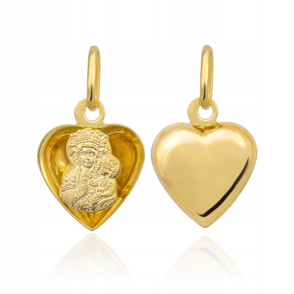 Zlatý medailon Panna Maria Čenstochovská v srdci pr. 585, přívěsek dárek