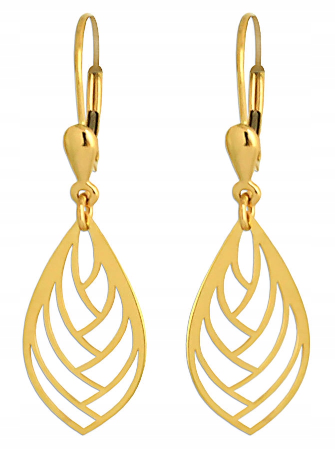 Złote kolczyki wiszące ażurowe Listki pr.585
