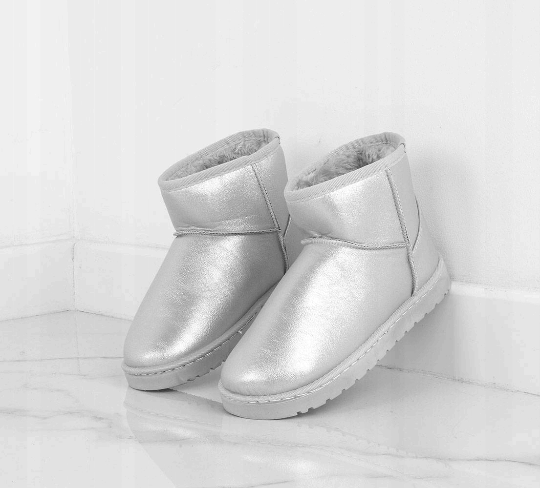 ŚNIEGOWCE BOTKI KOZAKI OCIEPLANE SREBRNE 35 Kolor szary