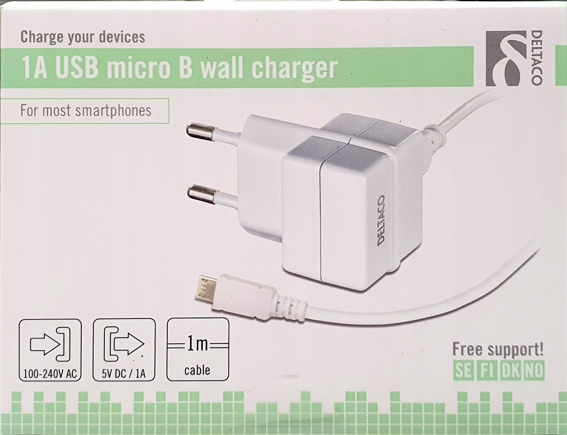 

Ładowarka sieciowa Deltaco 5V 1A Usb Smartfon