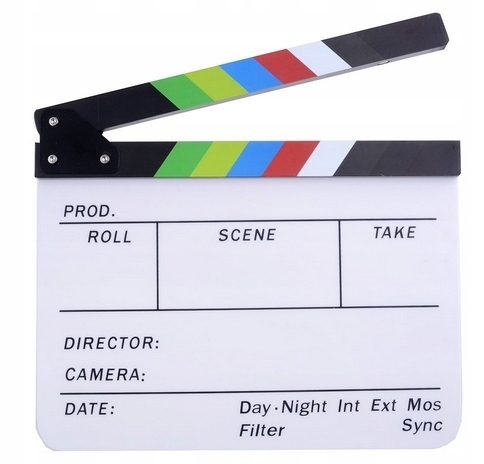Klaps Filmowy Studyjny do Filmu 30x25cm Biały Kolor na Pisaki Mazaki