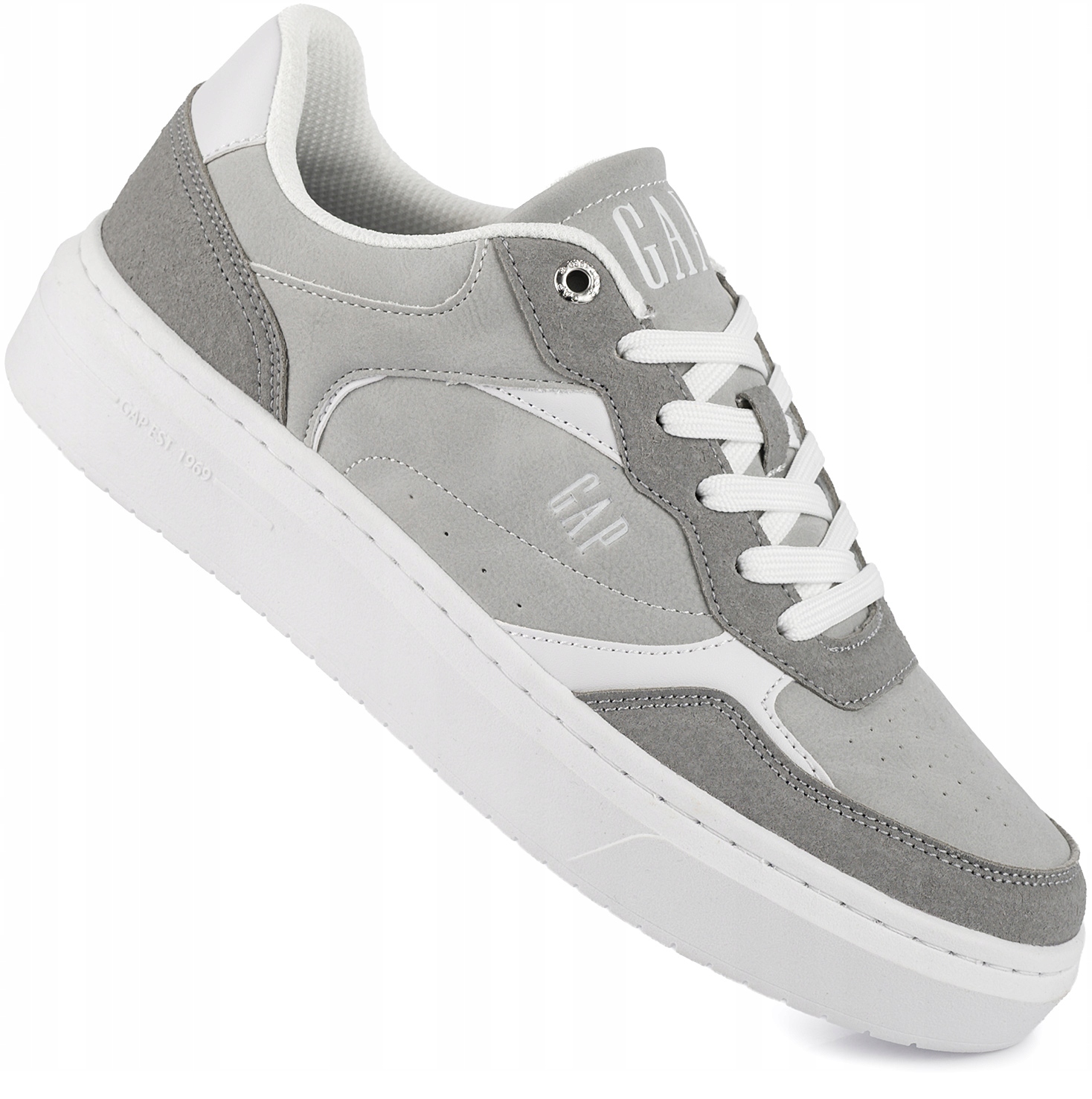 Gap Męskie Buty Sneakersy Sportowe Trampki Biało Szare Ekoskóra r. 43