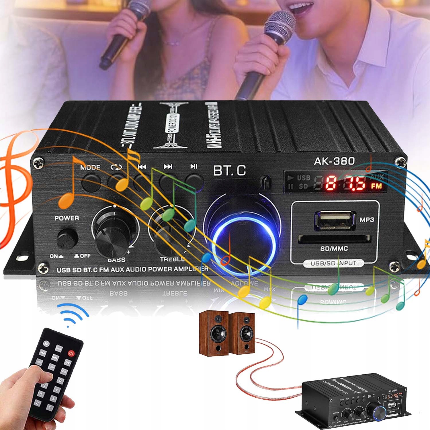 Digitální Zesilovač Stereo Zvuku Bluetooth Receiver 40W S Dálkovým Ovládáním