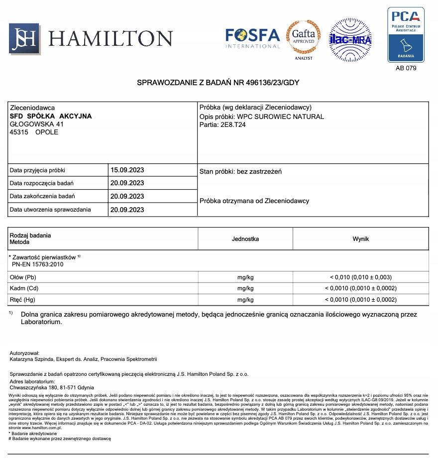 SFD WPC PROTEIN PLUS 900G BIAŁKO SERWATKOWE WHEY Forma proszek