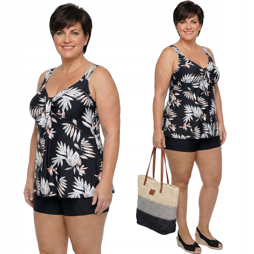 Černé šaty v listu plus size velikost 54