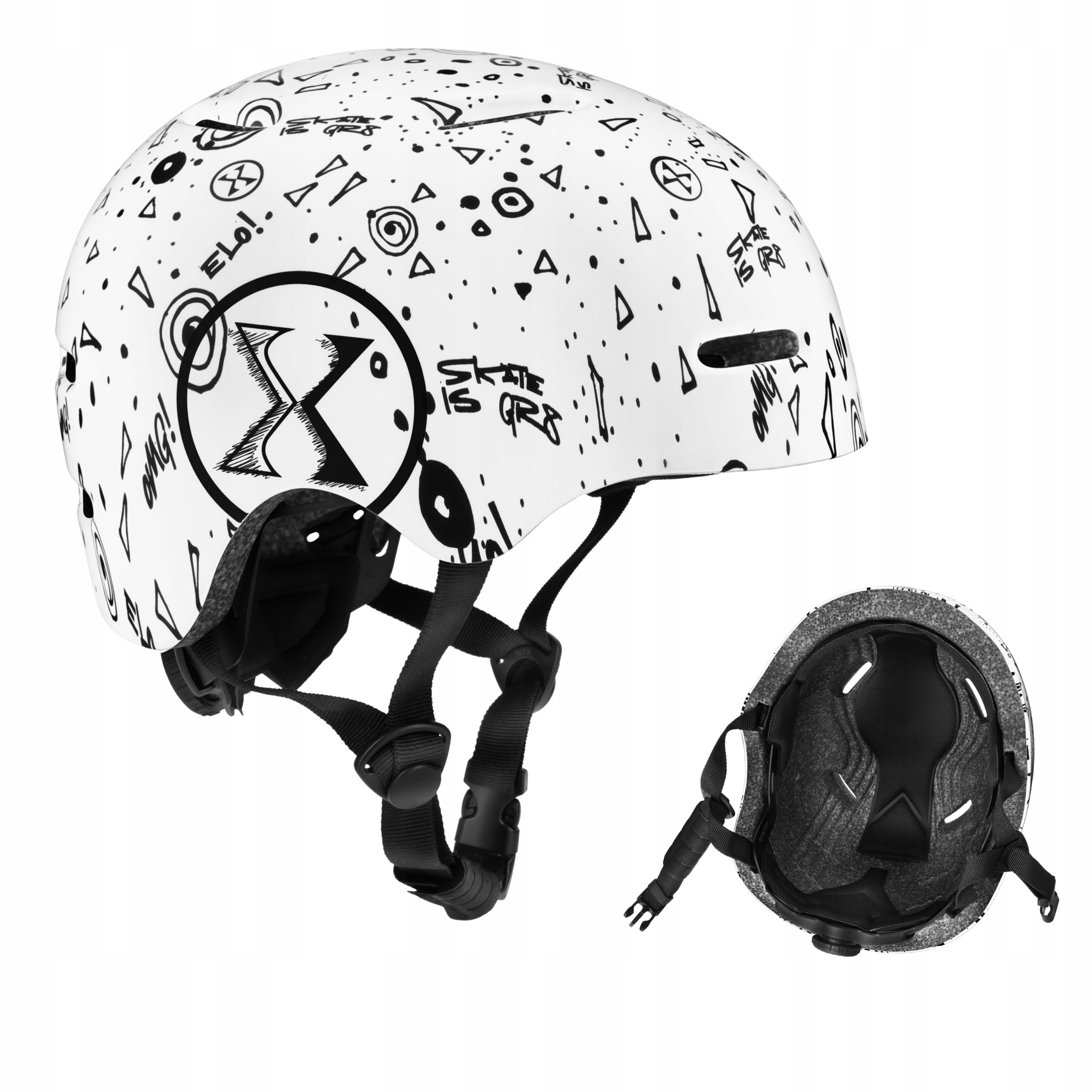 Pevná ochranná přilba Nils Extreme Bílá L 58-61 cm Kolo Kolečkové brusle Lehká deska