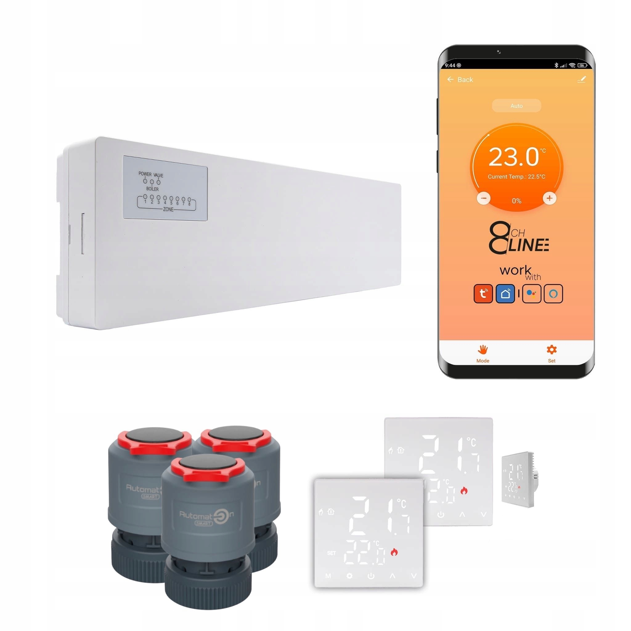 Súprava prívodov na vykurovanie Line 3 izbových termostatov Std Zigbee biela