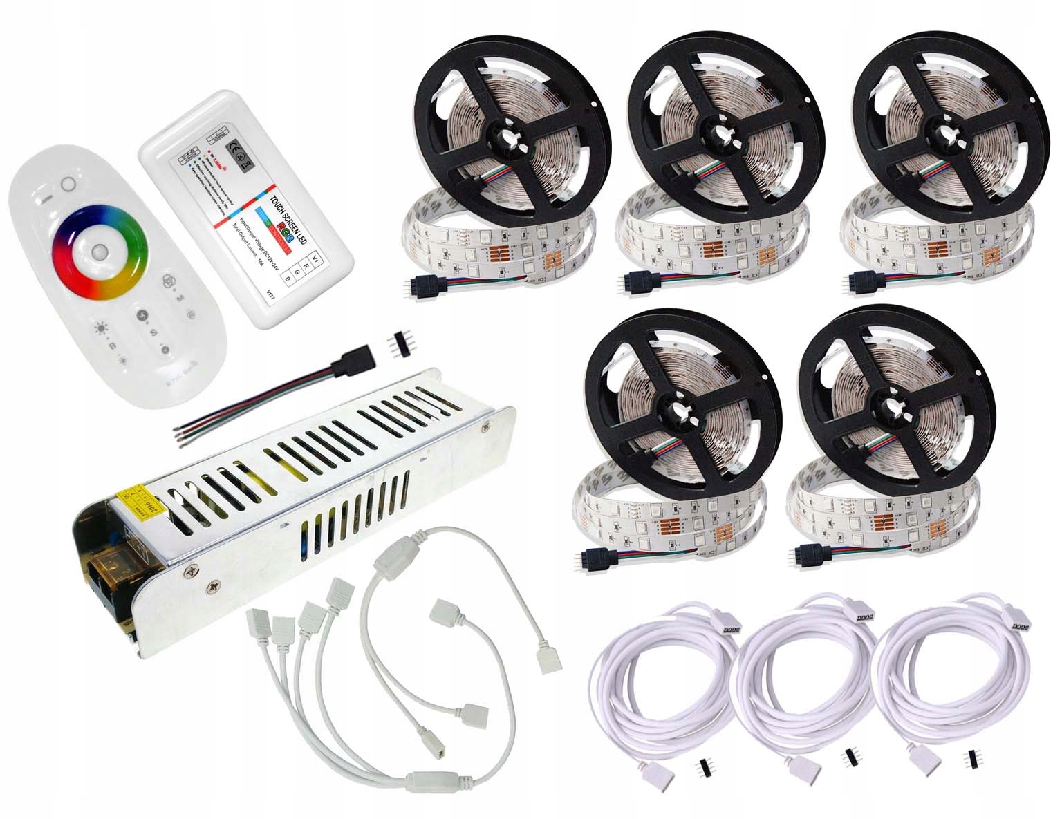 Set Led pásek 5050 25 m Rgb Bílý Dálkový Ovladač Dotyk