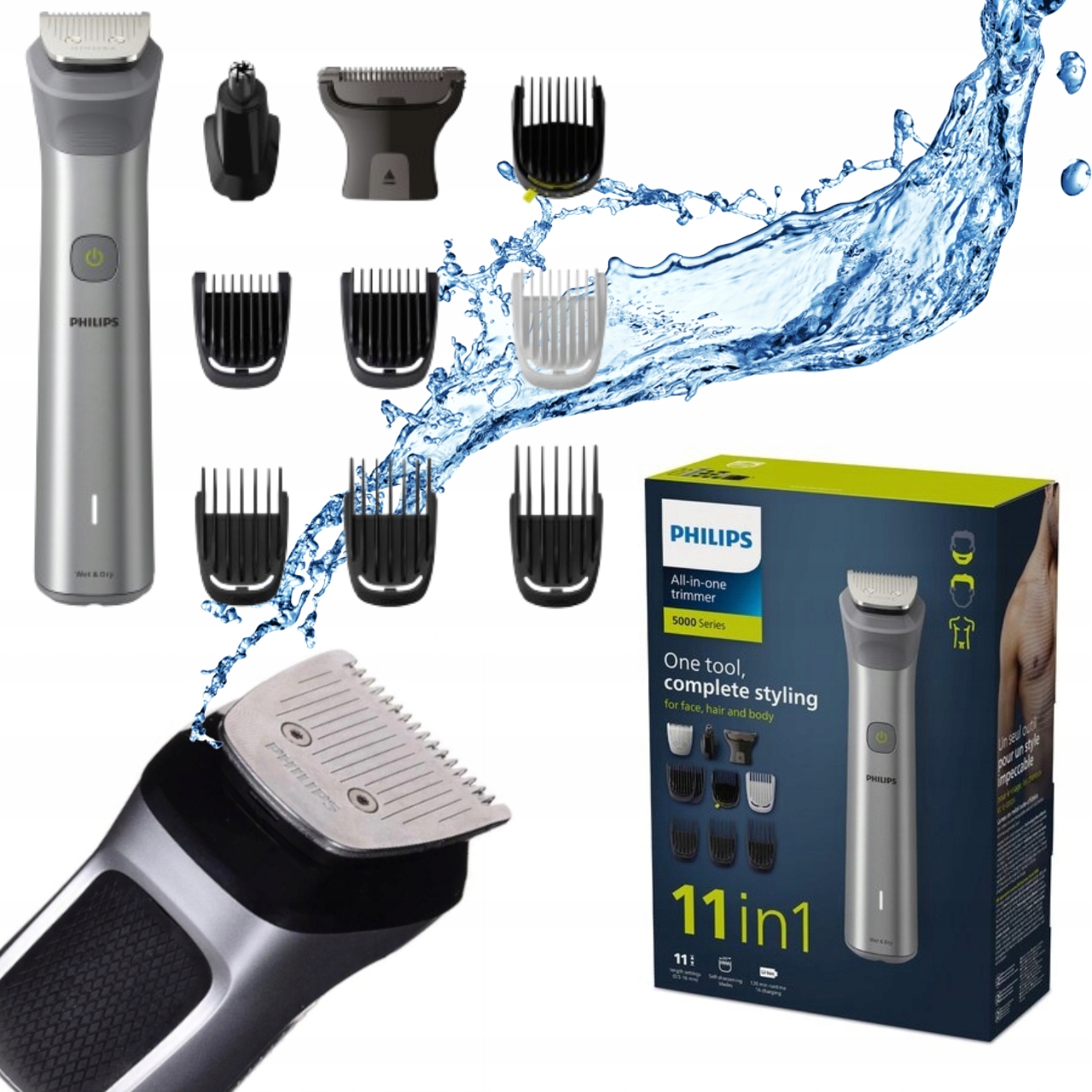 Bezprzewodowa Maszynka Trymer Philips Do Włosów Zarostu Brody Golarka +etui