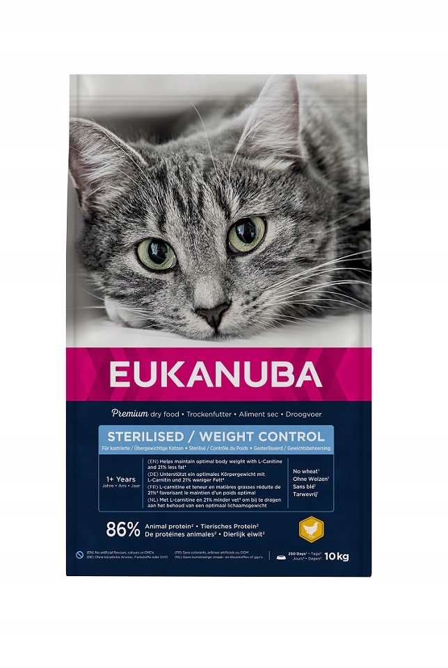 Eukanuba Cat Sterilised Weight Control krmivo pro kočky s nadváhou 10 kg