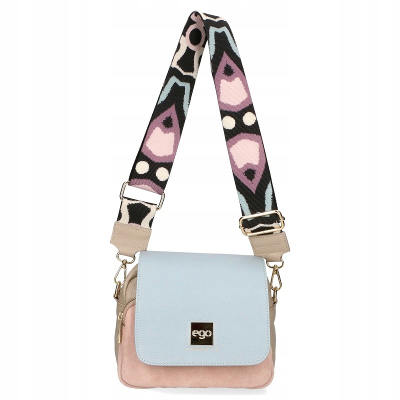 Torebka Damska Ego Crossbody Listonoszka Skórzana Kolorowa Pasek Logo