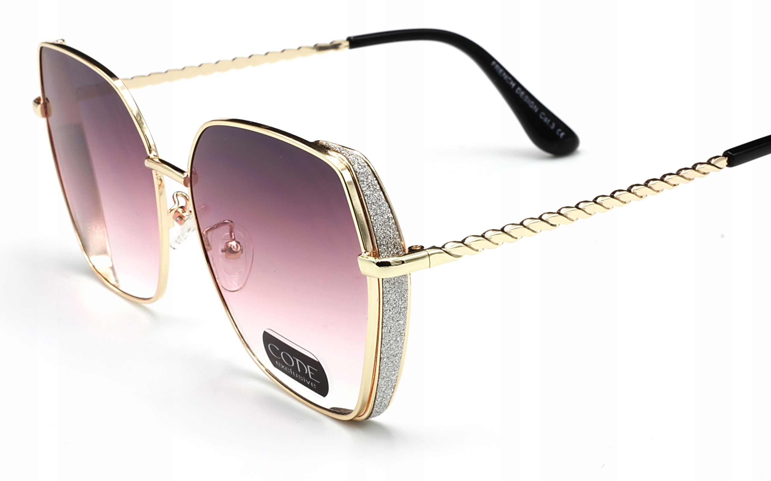 OKULARY PRZECIWSŁONECZNE DAMSKIE CIENIOWANE ETUI Model GLAM MUCHY DUŻE