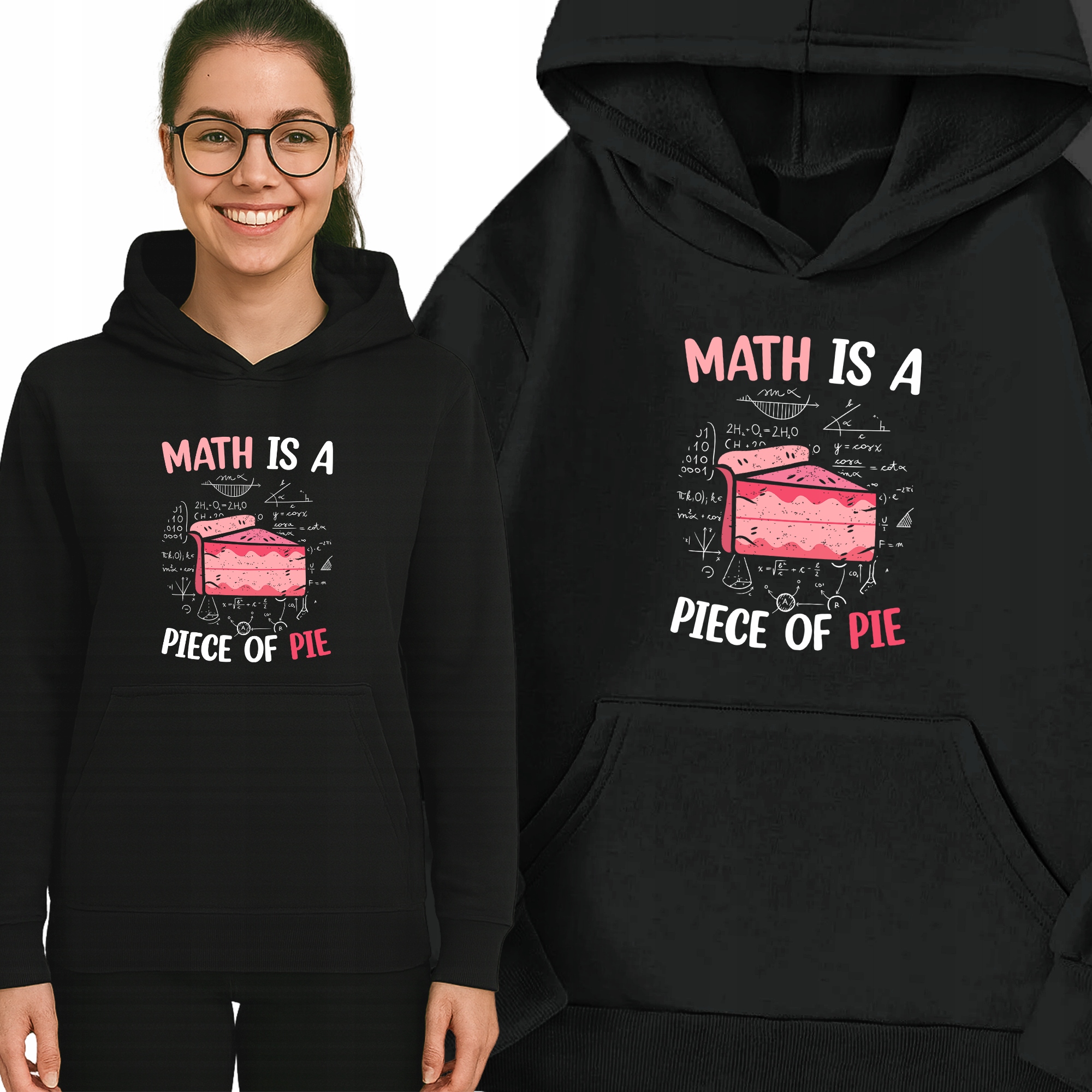 Mikina Černá Piece Of Pie S Kapucí Teplá Módní vzor Dárek XL