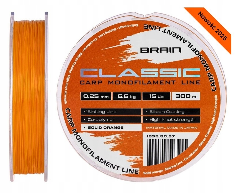 Brain Żyłka Classic Carp Line (solid orange) 300m 0.28mm