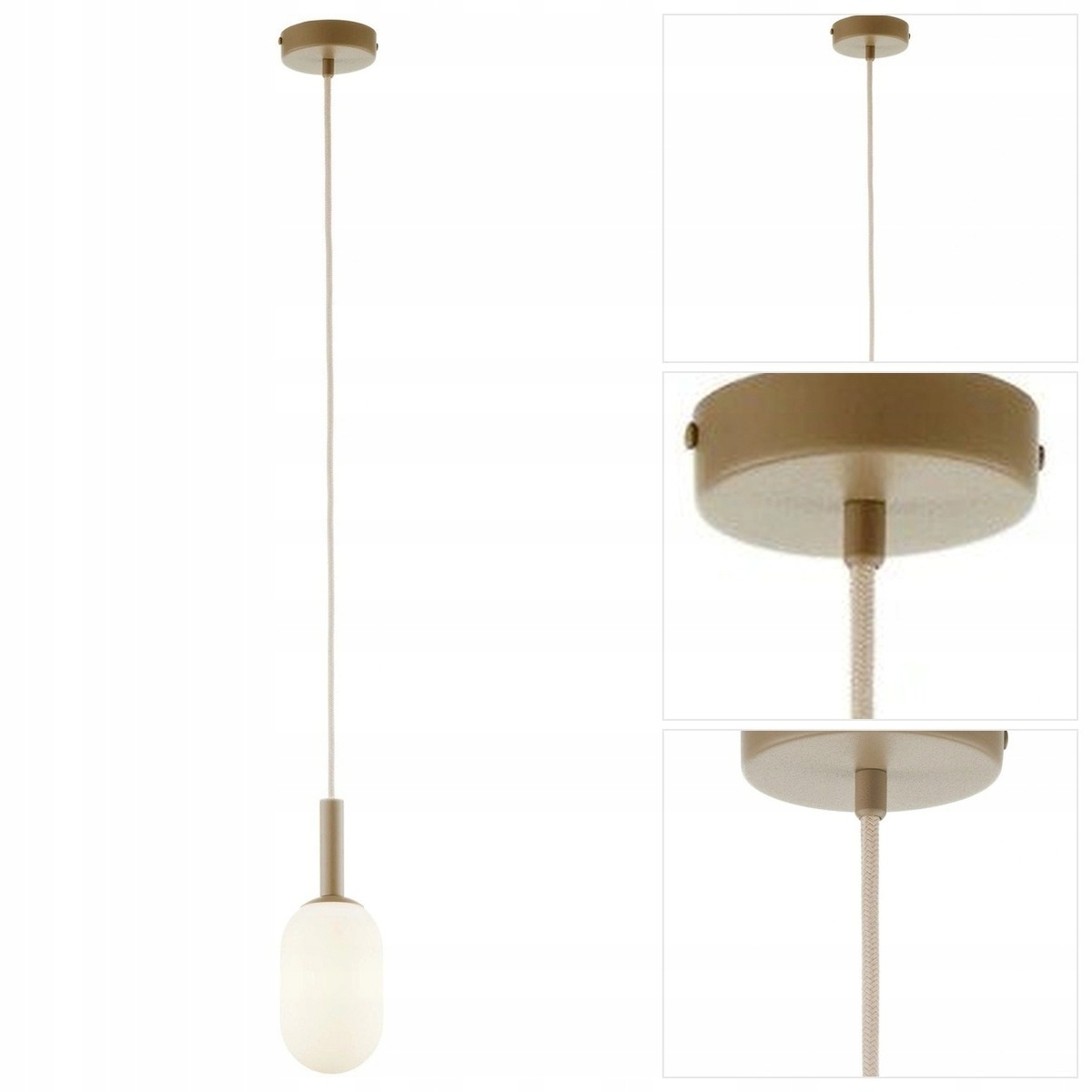 Závěsná lampa Pluum béžová, harmonická forma do pracovny, moderní Sigma