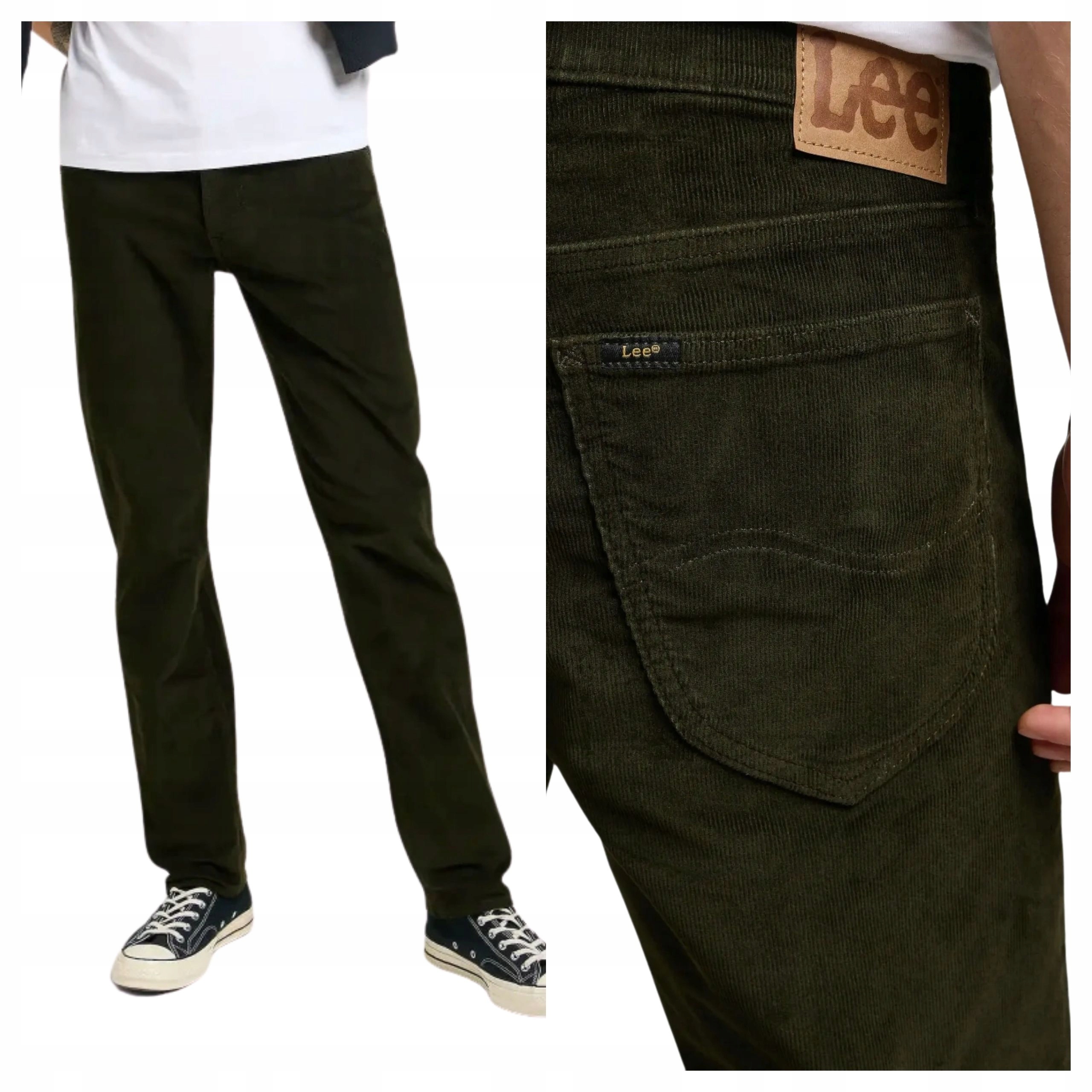 Pánské kalhoty Lee Daren Zip Fly Zelené Straight Fit Bavlna W34 L32