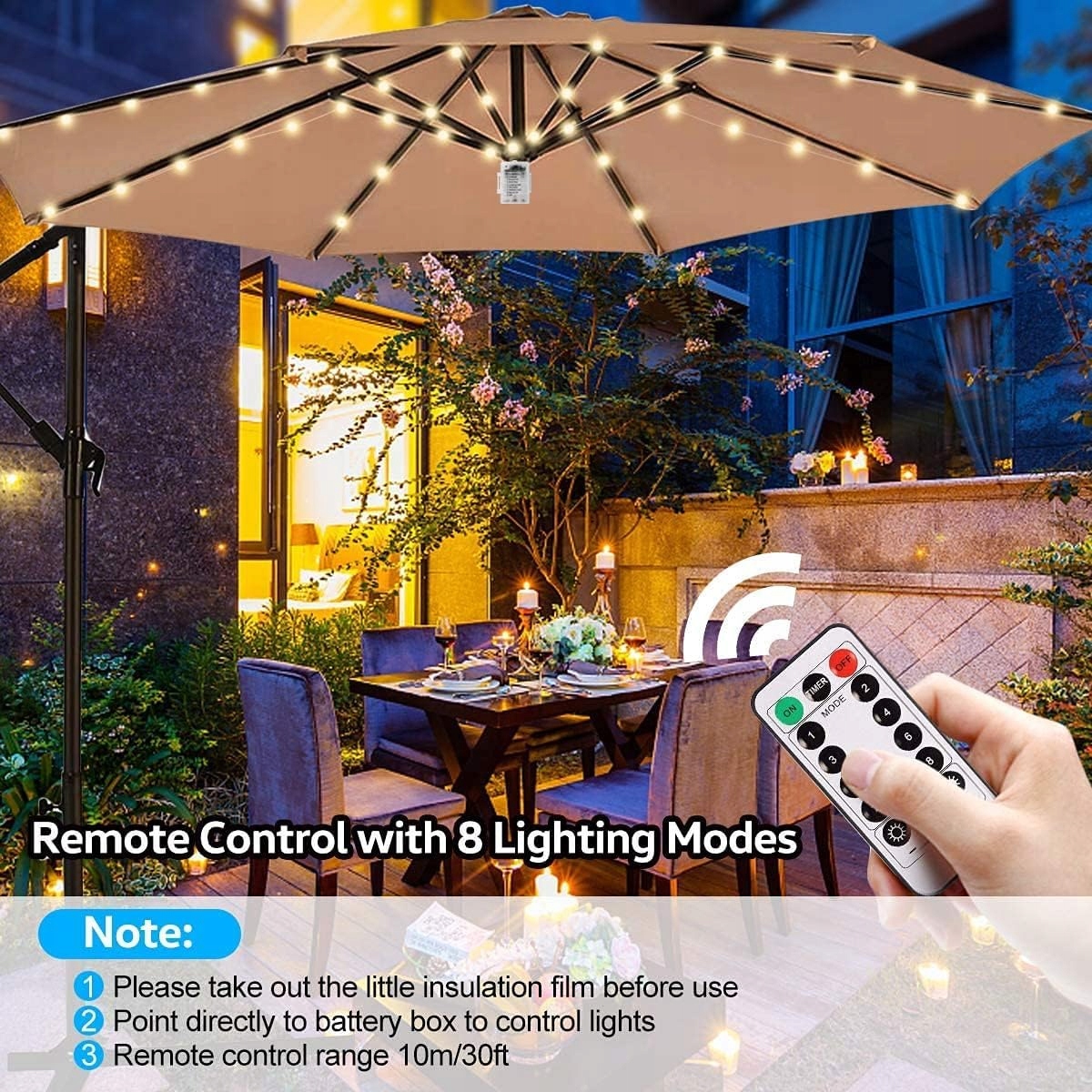 SONNENSCHIRMBELEUCHTUNG Lampa LED Do Parasola Ogrodowego IP68 8x13m 3000K — miniatura 2