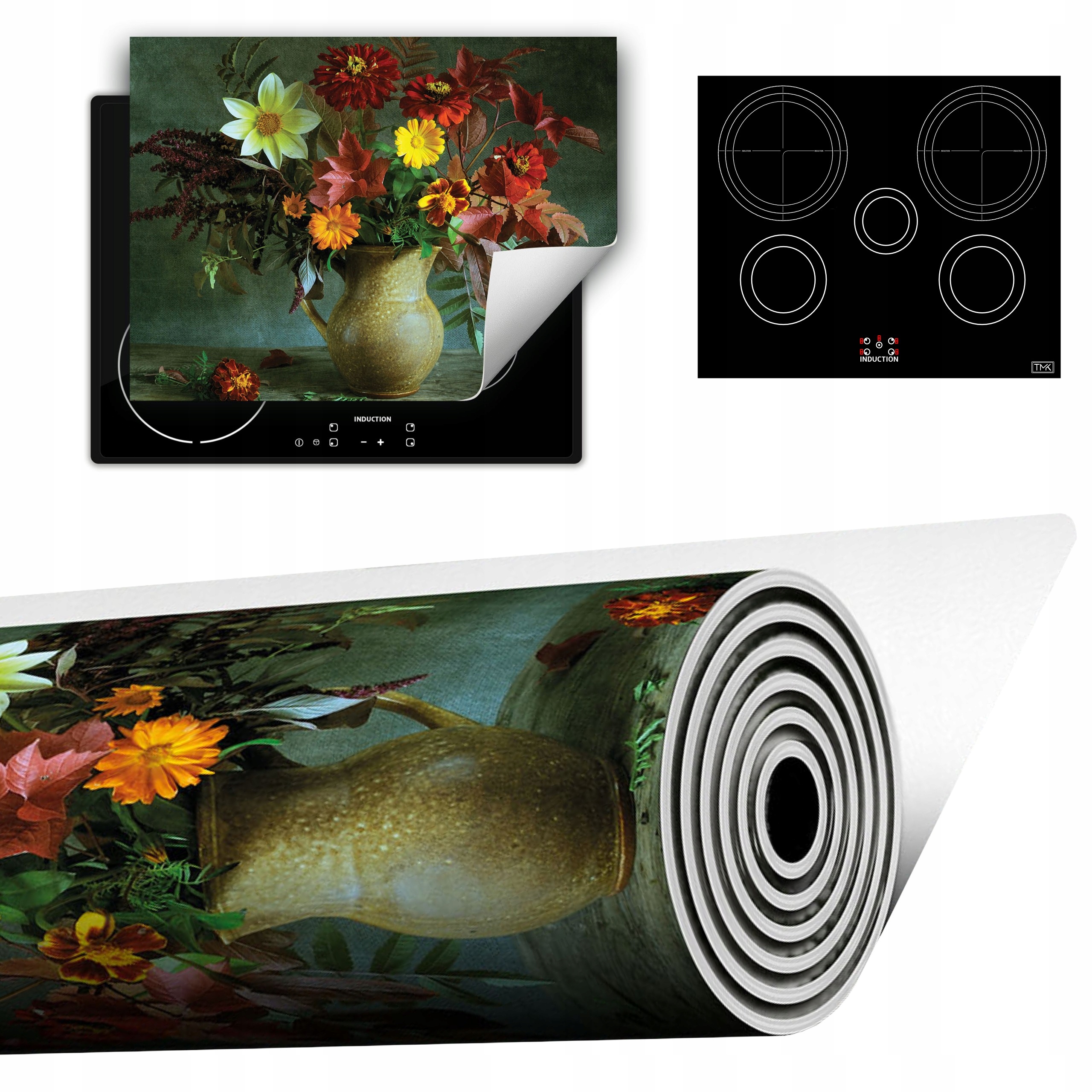 Vinylová Podložka Do Kuchyně Více Místa 70x52 zelená kytice květin