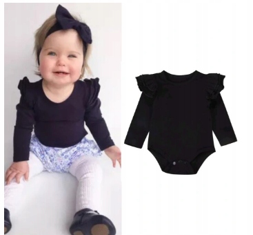 

Bodziak body falbanka bawełna 80 86 czarne białe