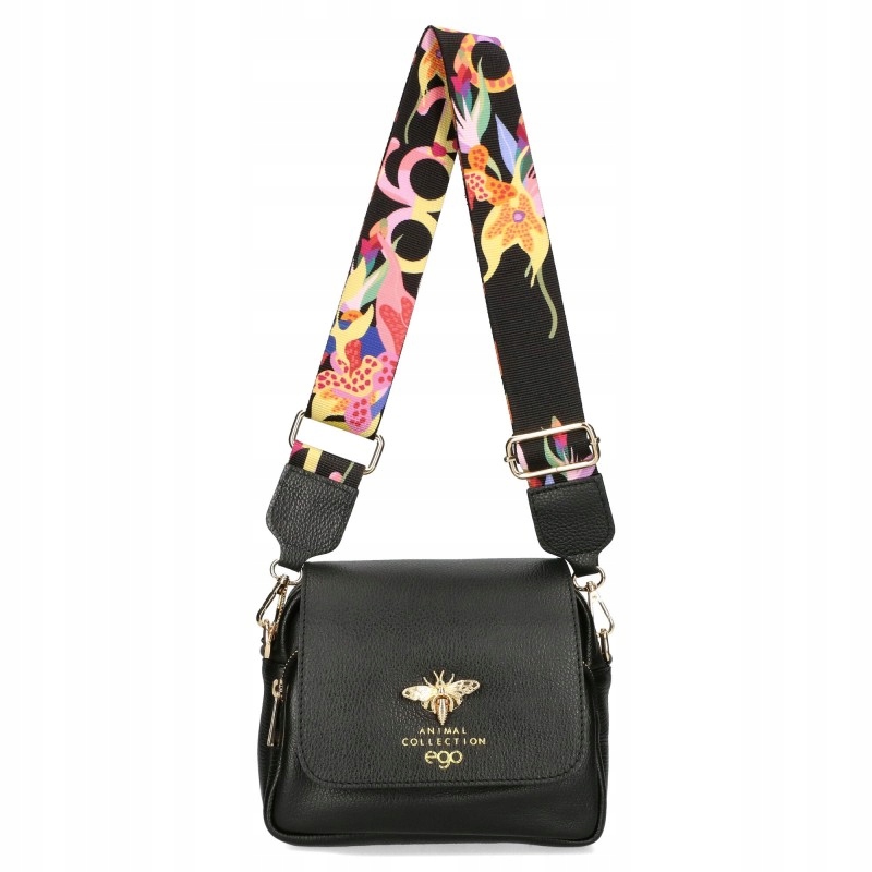 Dámská kabelka Ego Kabelka Přes Rameno Kožená přes rameno Černá Barevný Pásek