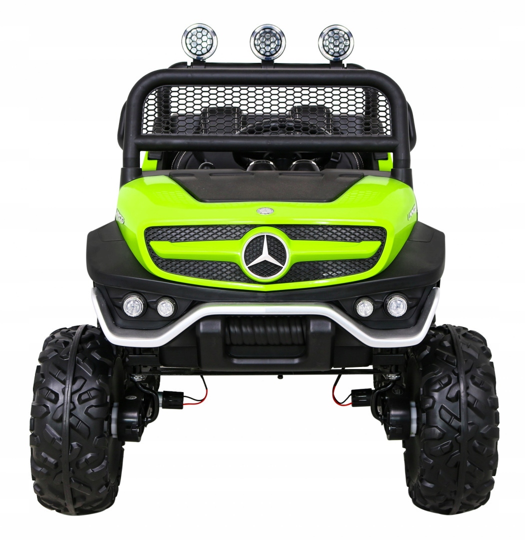 Mercedes Benz Unimog dla dzieci Zielony Napęd 4x4 Pilot Bagażnik Wo