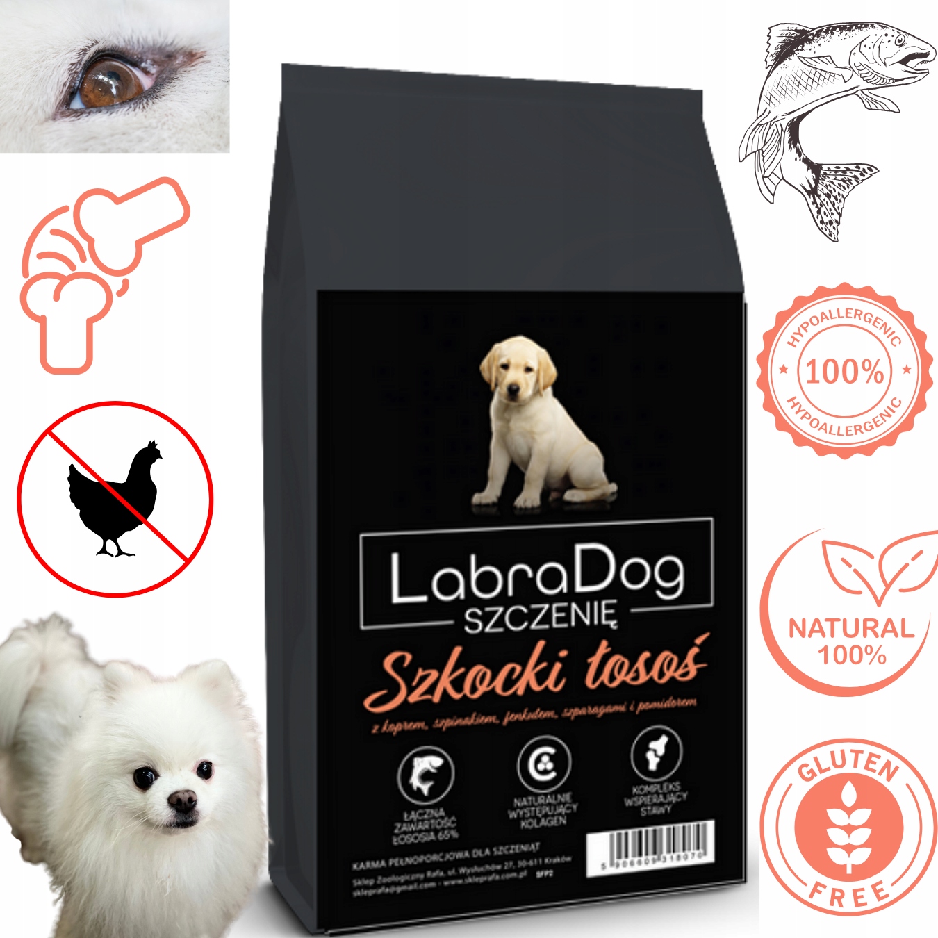 Levně LabraDog Superfood Puppy Hypoalergenní skotský losos 65% na skvrny 2 kg