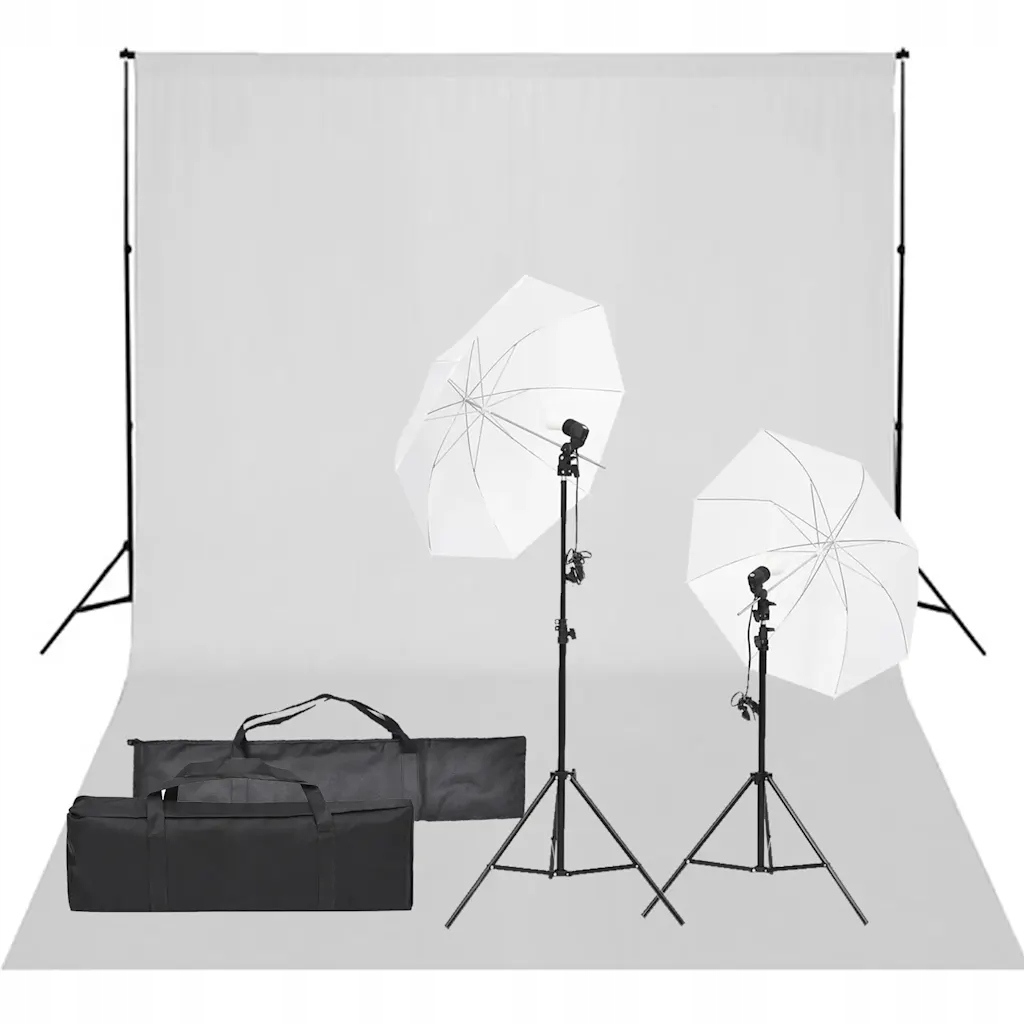 Fotograficzny zestaw studyjny z lampami i tłem