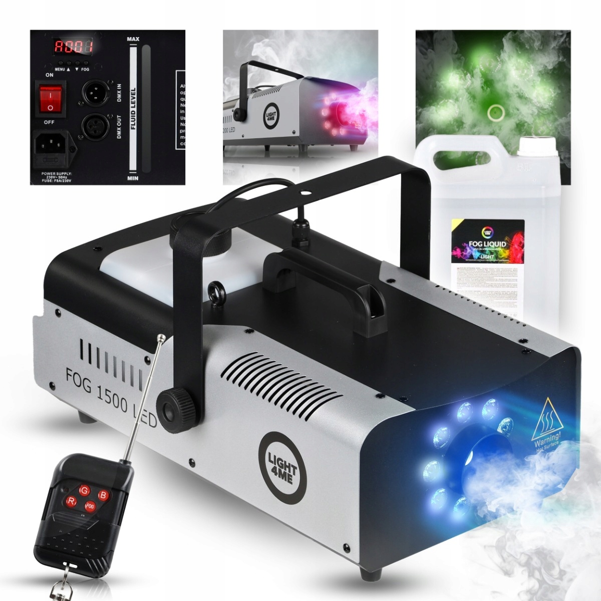 Výrobník Kouře, Mlha, Kouřová Mašina 1500W Led Rgb Dálkové Ovládání Kapalina
