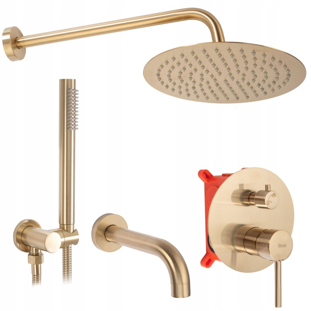 Sprchový set s batériou 150 mm Lungo brúsené zlato Box (REA-P660