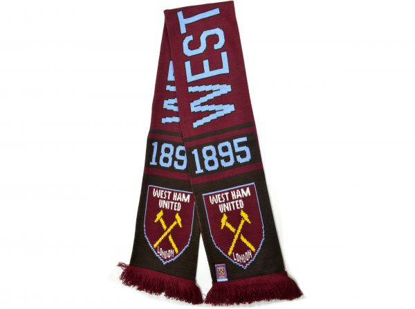 West Ham United Szalik Dla Kibica Dziany Bordowy Niebieski Brąz