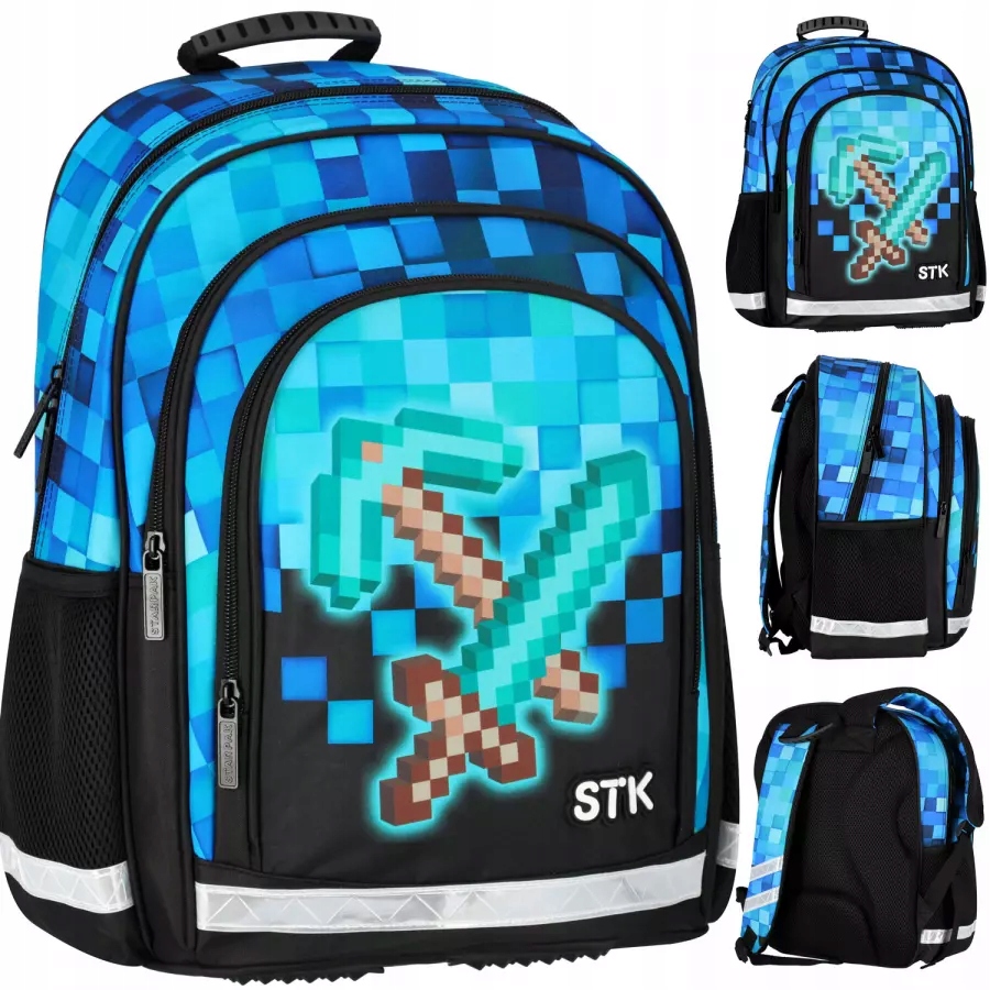 ШКОЛЬНЫЙ РЮКЗАК ШКОЛЬНЫЙ РЮКЗАК ДЛЯ МАЛЬЧИКА PIXEL GAME PIXEL BLUE