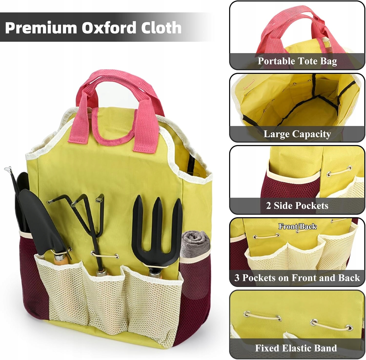 Sada zahradního nářadí 9 ks s taškou – vidlička, zahradní nůžky, hrábě