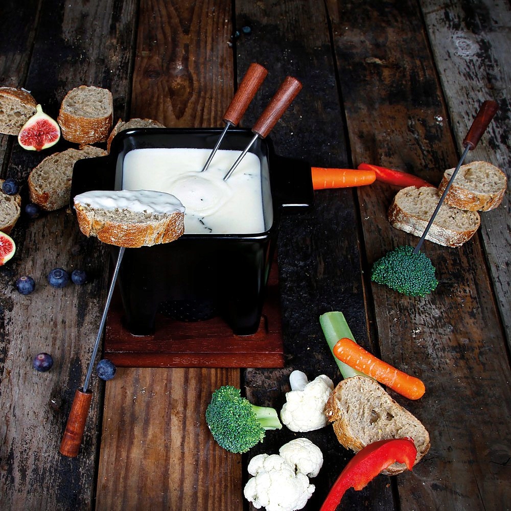 ZESTAW do FONDUE czekoladowego serowego CERAMICZNY Marka Boska