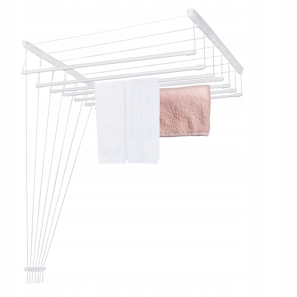 Levně Robustní Stropní Sušák Na Prádlo Balkón Koupelna 7 Tyčí 110 CM Bílý