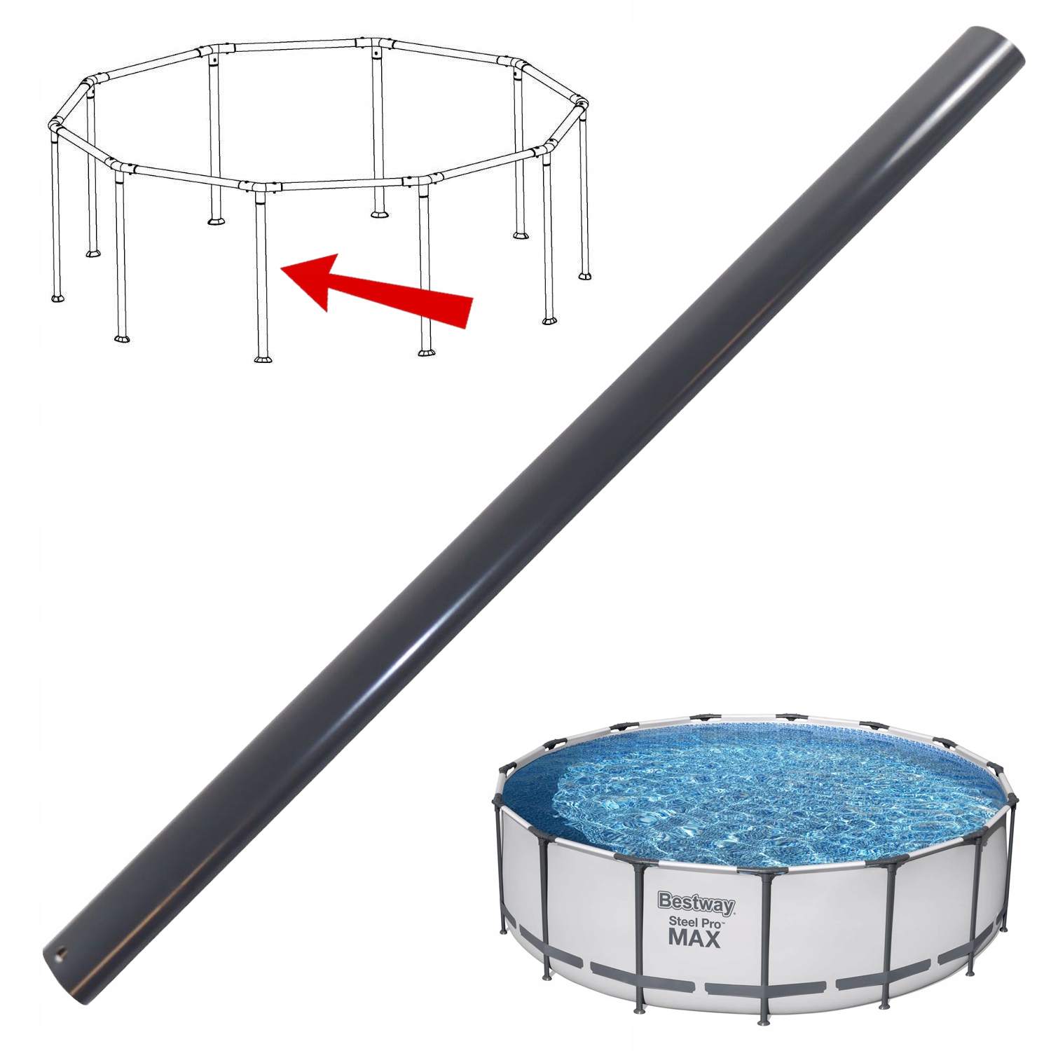 Bestway Vertikální Trubka Sloupek Podpěra Bazénu Steel Pro Max 457x122 Bestway