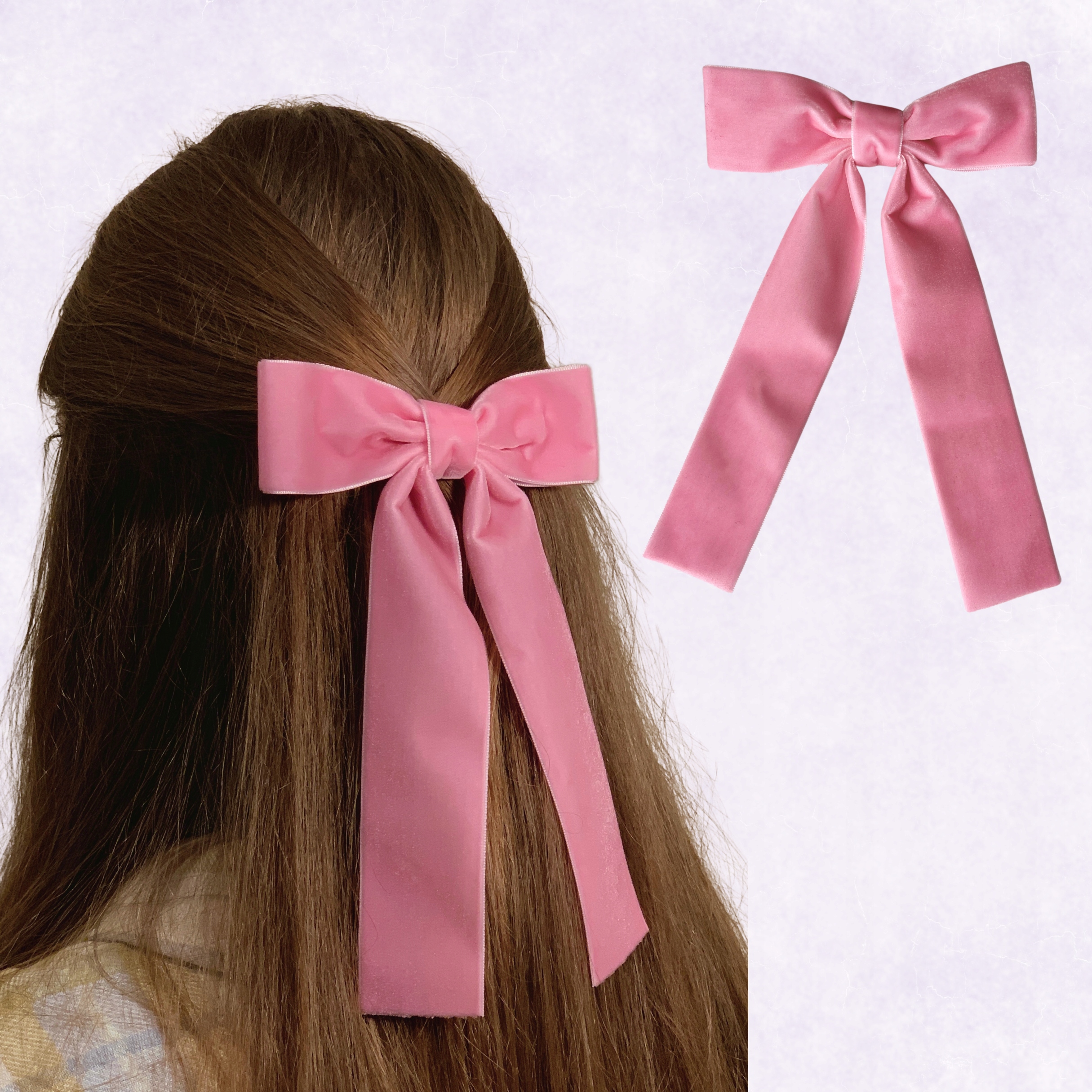 Elegancka Aksamitna Kokardka Do Włosów Różowa