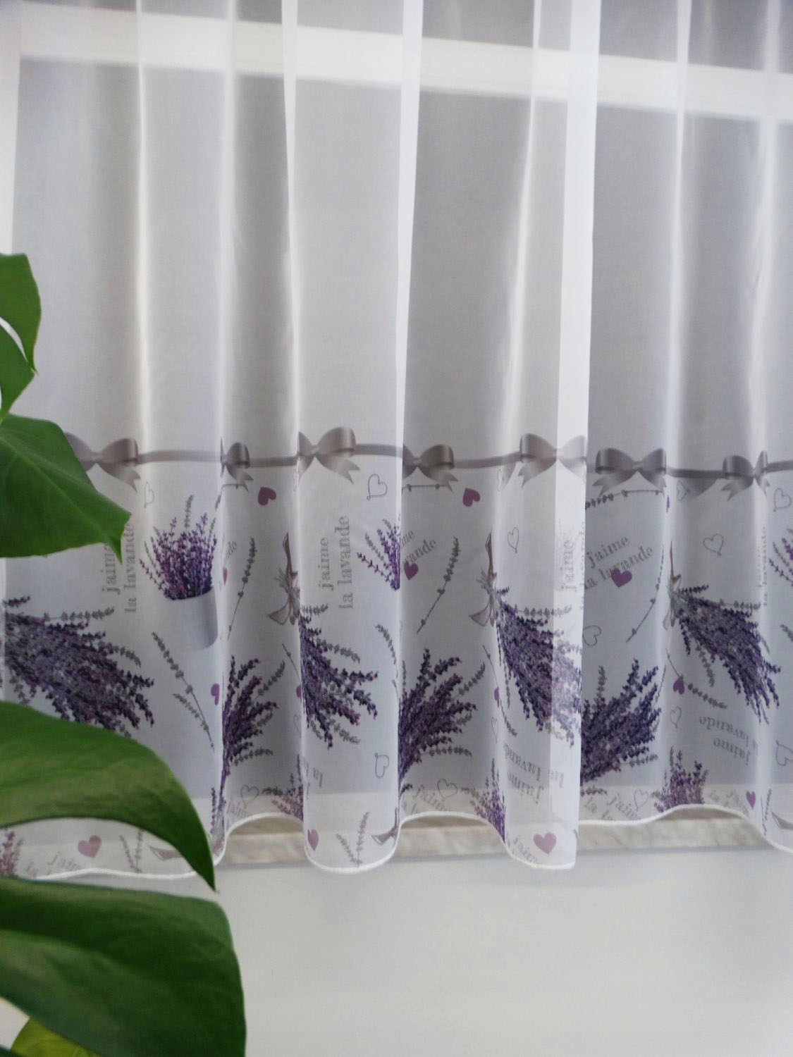 Mg Záclona Voál bílá Levandule 250x160 cm obšitá páskou