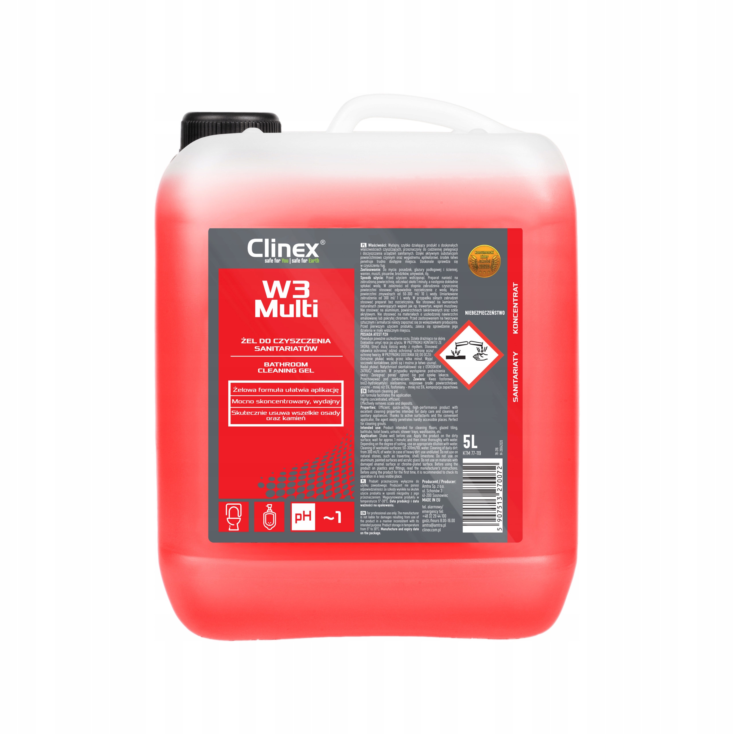 

Clinex W3 Multi Żel do mycia łazienki i Wc 5 l