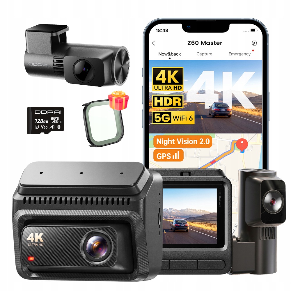 Kamera Ddpai Z60 Master Videorekordér 4K Hdr 2K Zadní Vnitřní +128GB