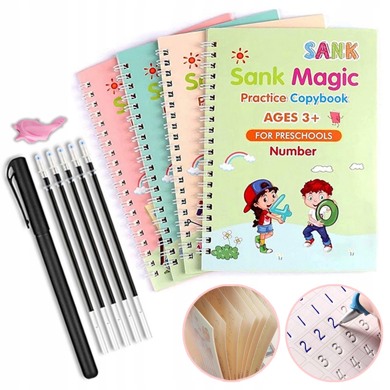 ZESTAW MAGICZNE KSIĄŻECZKI NAUKA PISANIA DŁUGOPIS Kod producenta NAUKA PISANIA LICZENIA RYSOWANIA ZESTAW