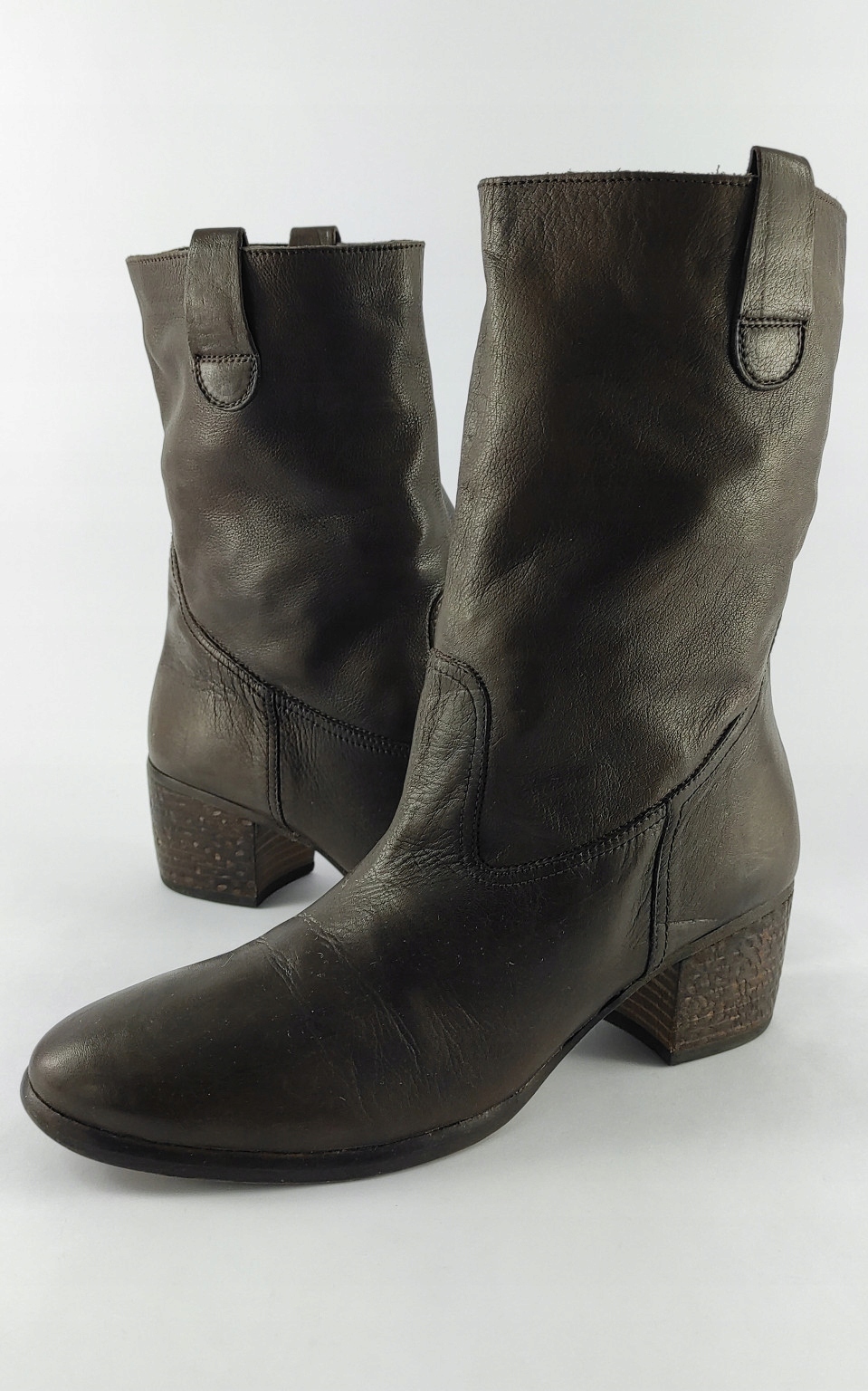 M19376 LA7 SKÓRZANE BRĄZOWE BOTKI LIEBESKIND 40 Wzór dominujący bez wzoru