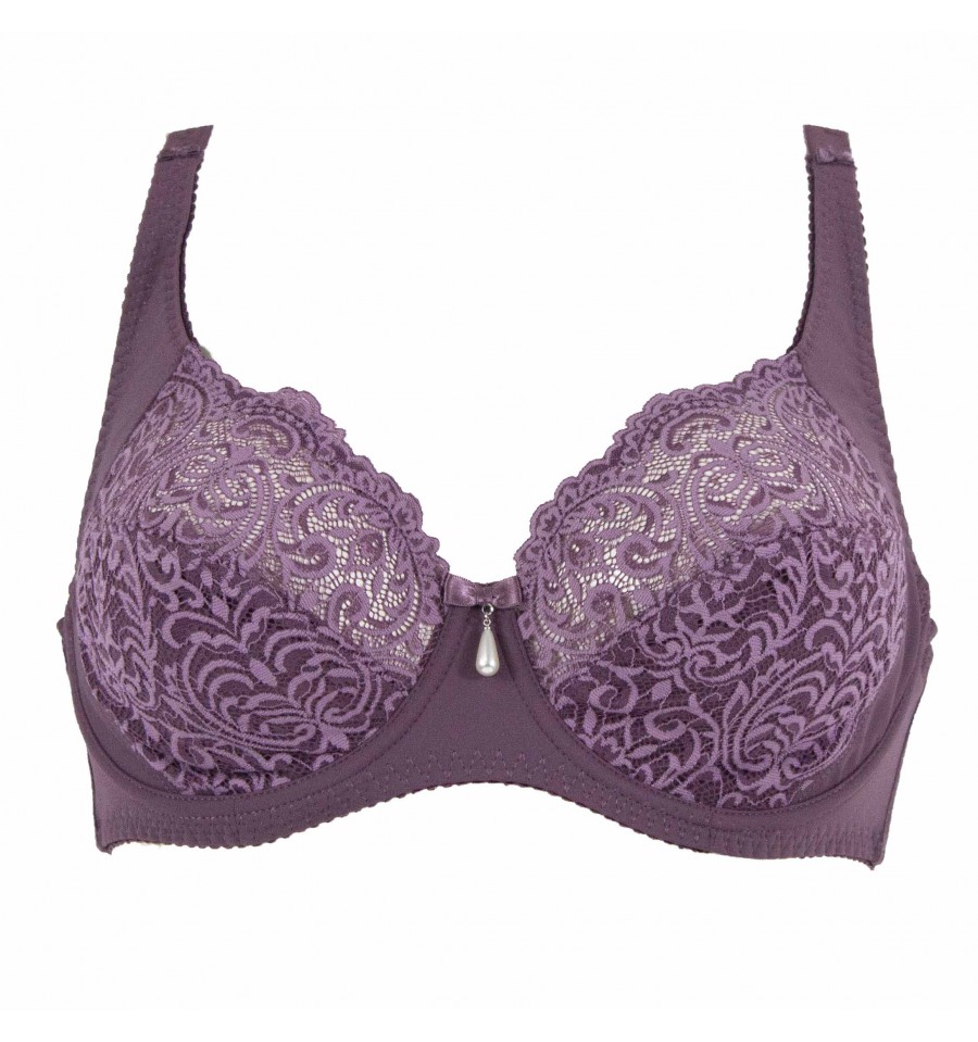 Biustonosz 90D śliwka koronka Anfen miękki