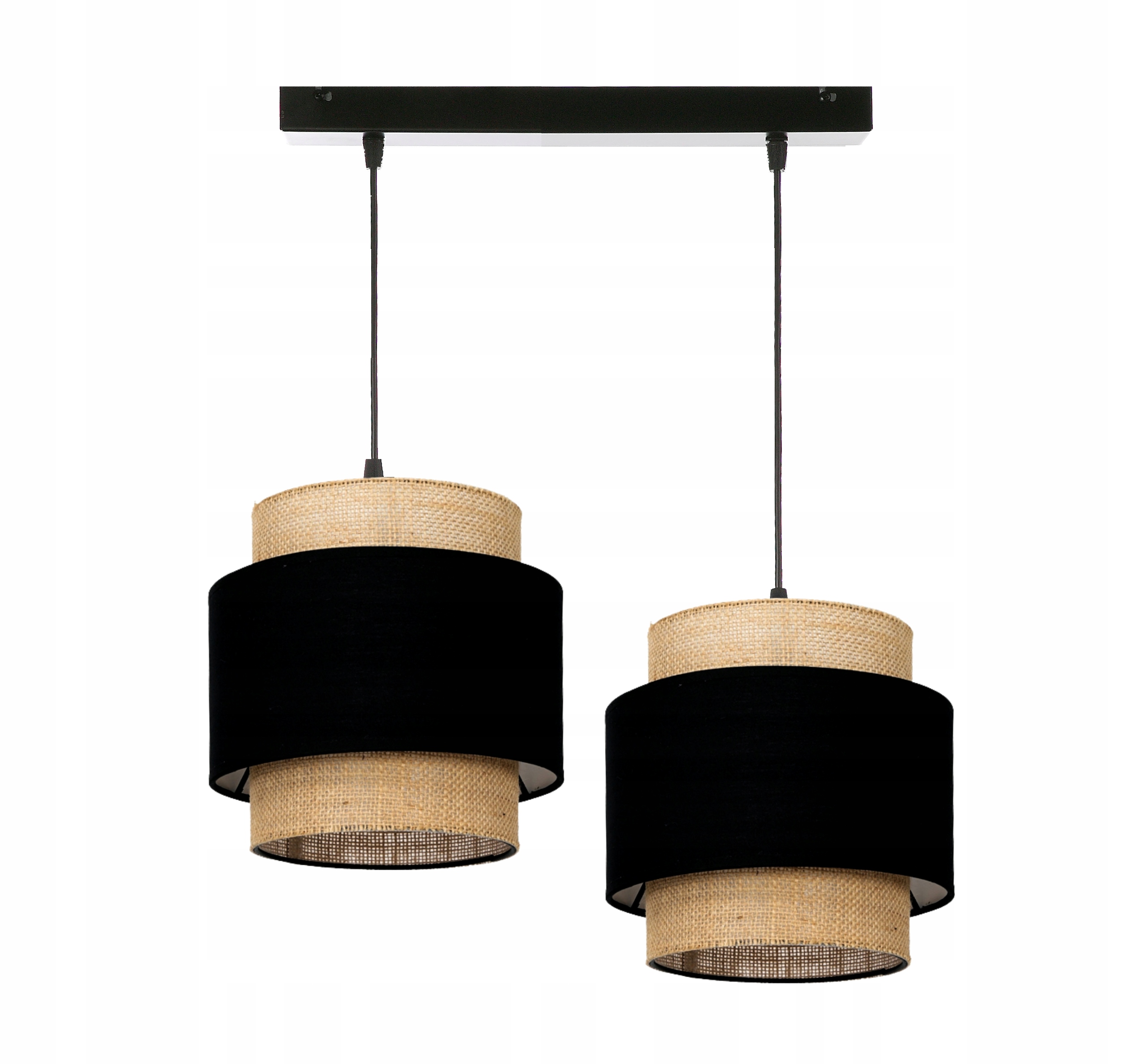 Závěsná lampa Boho Juta Rattan 2xE27 Led Edison Černá