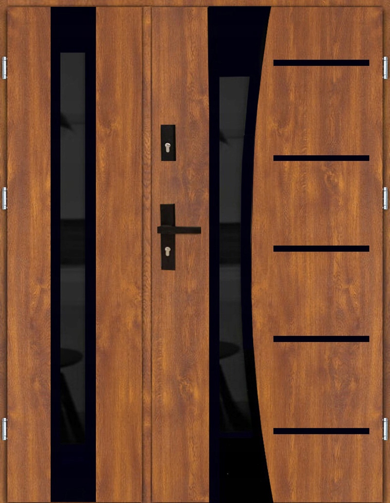 DRZWI ZEWNĘTRZNE DWUSKRZYDŁOWE INOX 14ZD BLACK 131CM 55MM CIEMNY REFLEKS Kod producenta DS INOX 14 CIEMNY REFLEKS