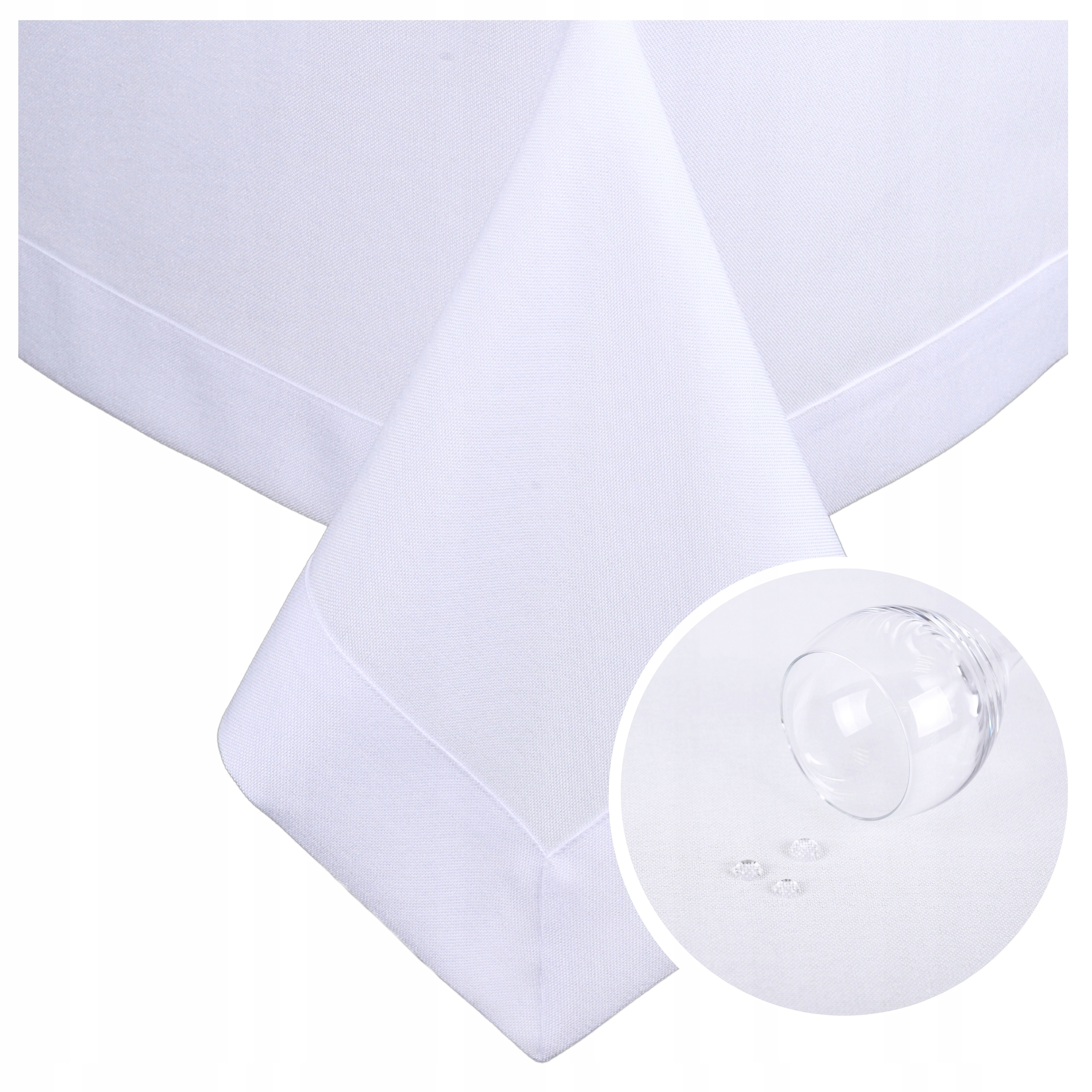 Obrus Na Stół Biały Gładki Dekoracyjny Panama 400x140 Plamoodporny