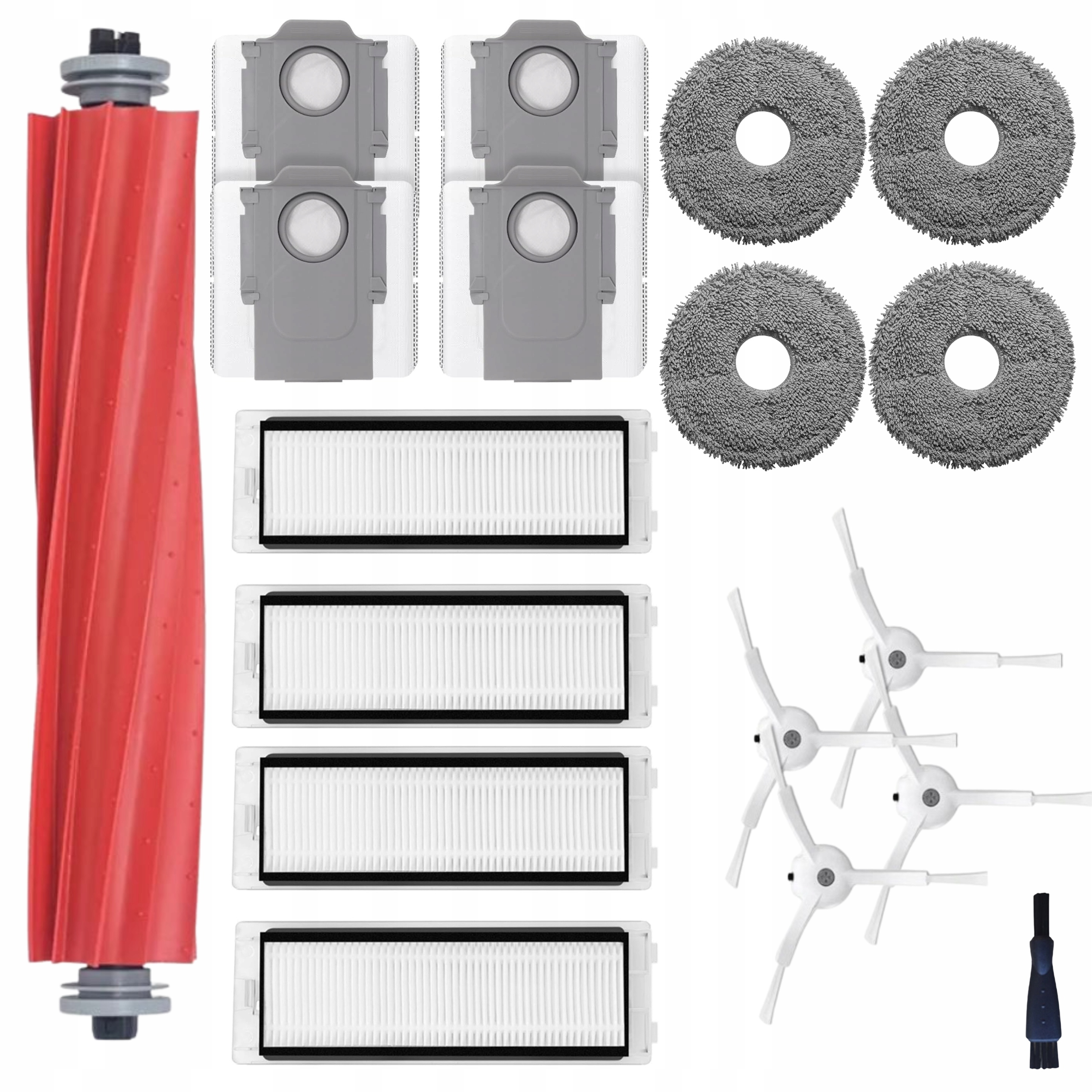 Duży Zestaw szczotki filtry mopy worki na kurz do Roborock Q Revo Biały