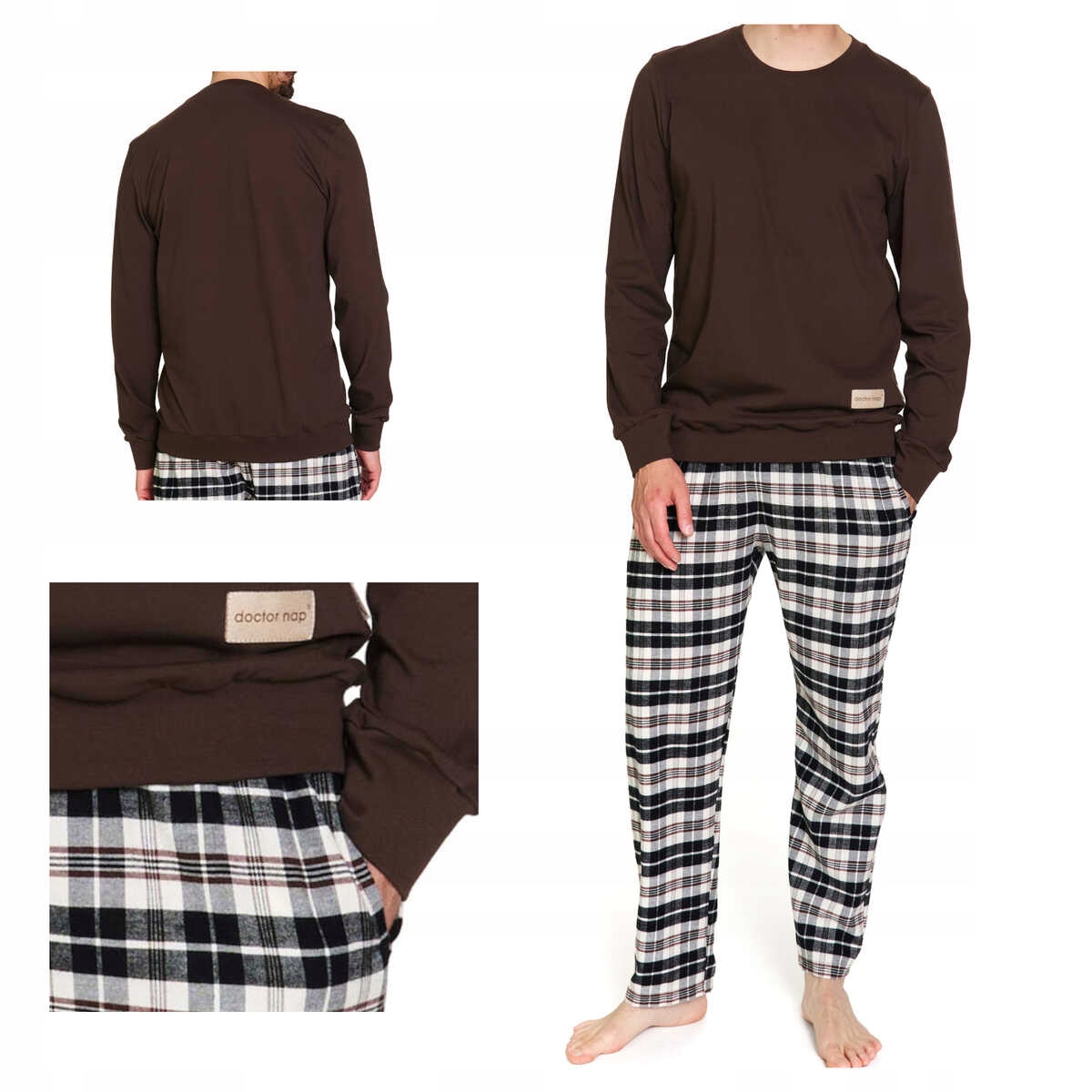 Doctornap Pánské bavlněné pyžamo s dlouhým rukávem Pmb 7334 brownie plus 2XL